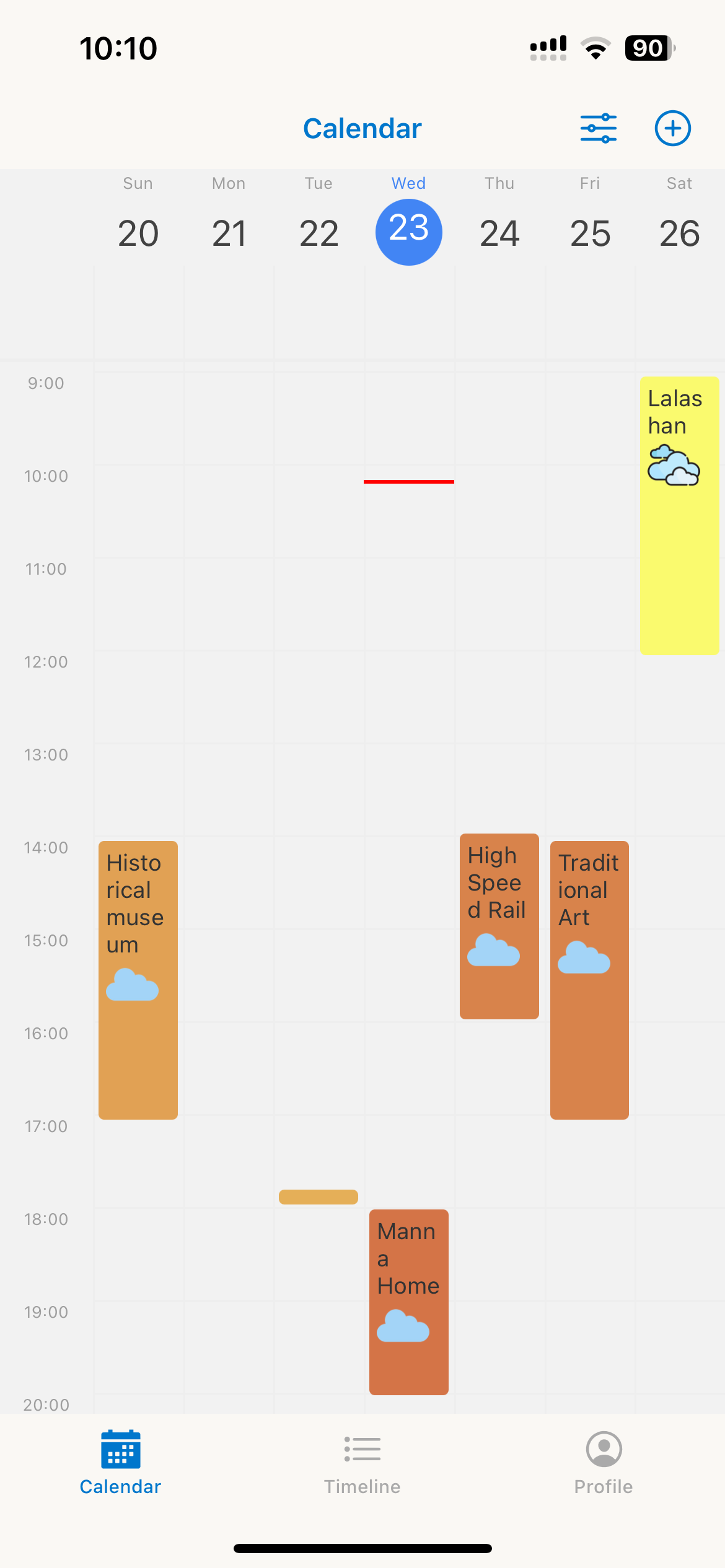 Calendar View Screenshot